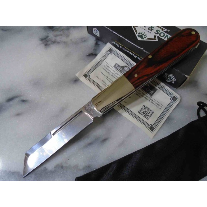 Couteau Bear & Son 2180R Barlow Lame Sheepsfoot Acier Carbone Manche Palissandre SlipJoint Made USA BC2180R - Livraison Gratuite