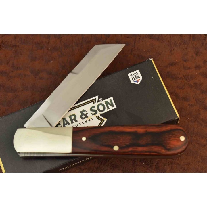 Couteau Bear & Son 2180R Barlow Lame Sheepsfoot Acier Carbone Manche Palissandre SlipJoint Made USA BC2180R - Livraison Gratuite