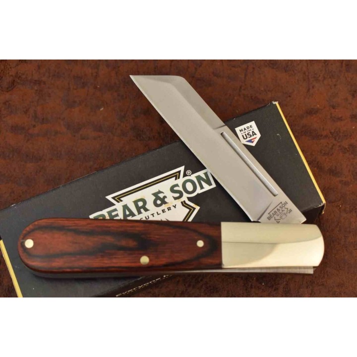Couteau Bear & Son 2180R Barlow Lame Sheepsfoot Acier Carbone Manche Palissandre SlipJoint Made USA BC2180R - Livraison Gratuite
