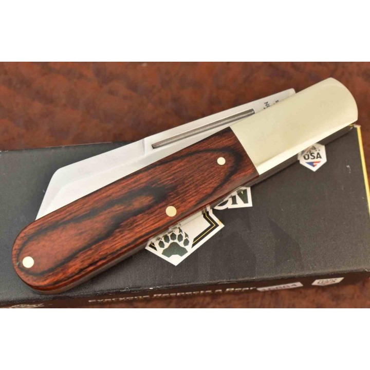 Couteau Bear & Son 2180R Barlow Lame Sheepsfoot Acier Carbone Manche Palissandre SlipJoint Made USA BC2180R - Livraison Gratuite