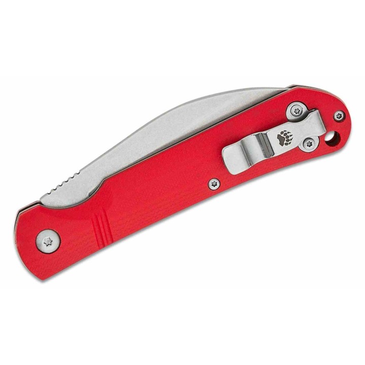 Couteau Bear & Son 484GR Red Lame Wharncliffe Acier D2 Manche G10 Slipjoint USA BC484GR - Livraison Gratuite