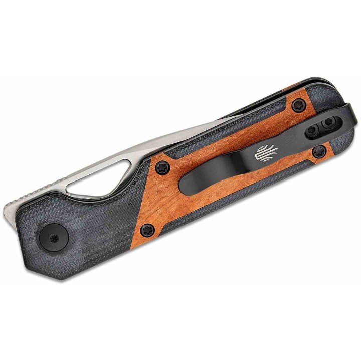 Couteau Kizer Mini Militaw Mkuruti Lame Acier Nitro-V Manche G10 Noir/Bois Clip Linerlock KIV3634SA4 - Livraison Gratuite