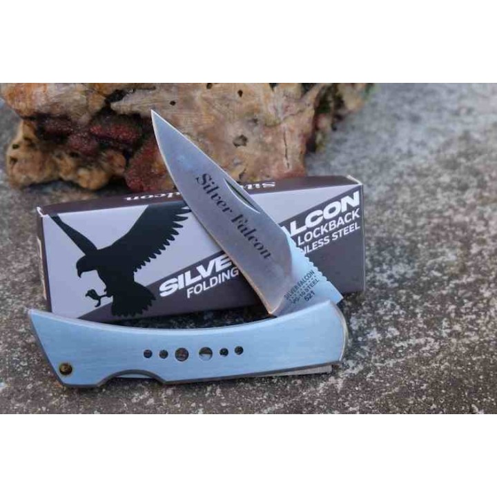 Couteau Silver Falcon Lame  Acier VG-10 Manche Acier Inoxydable Lockback SF521 - Livraison Gratuite