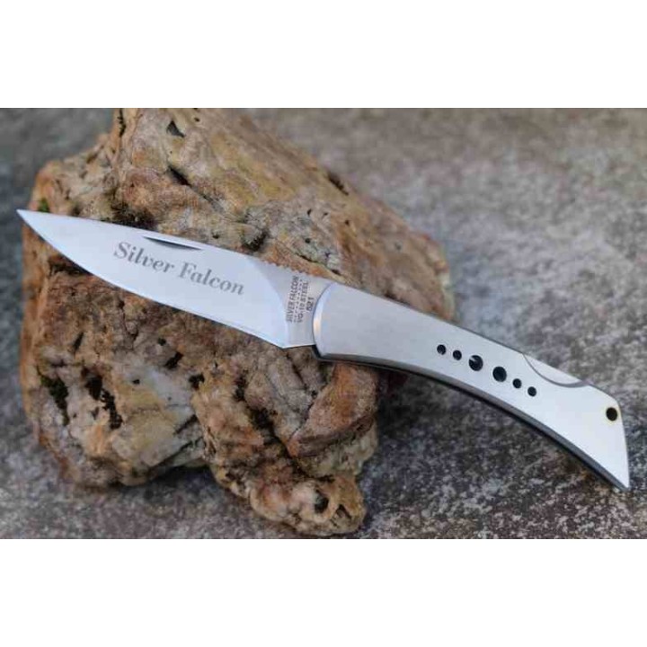 Couteau Silver Falcon Lame  Acier VG-10 Manche Acier Inoxydable Lockback SF521 - Livraison Gratuite