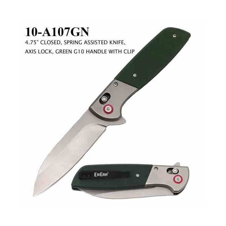 Lot de 2 Couteaux Elitedge A/O Black/Green Lame Acier Inox Manche Acier/G10 EE10A107BK + EE10A107GN - Livraison Gratuite