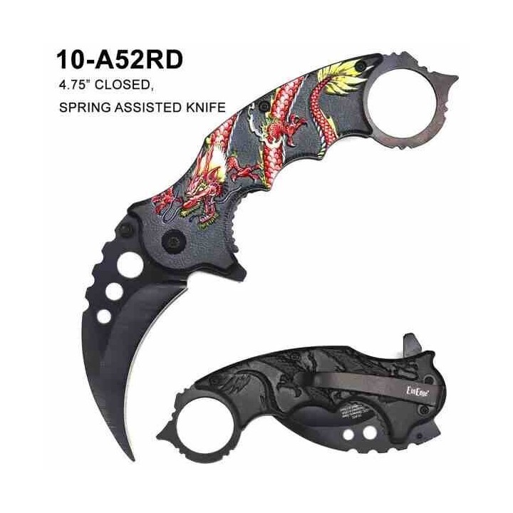 Lot de 3 Couteaux Karambit Elitedge A/O, Lame Acier Inox Manche Dragons EE10A52PE-EE10A52BL-EE10A52RD - Livraison Gratuite