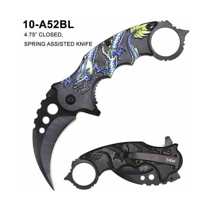 Lot de 3 Couteaux Karambit Elitedge A/O, Lame Acier Inox Manche Dragons EE10A52PE-EE10A52BL-EE10A52RD - Livraison Gratuite