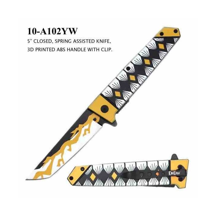 Lot de 5 Couteaux Tanto Elitedge EE10A102XX A/O Lame Tanto Acier 420C Manche Nylon Linerlock Clip - Livraison Gratuite