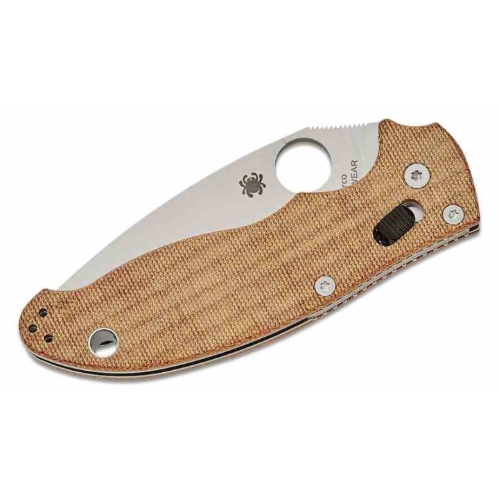 Couteau Spyderco Manix 2 Brown Lame Acier CRU-WEAR Manche Micarta Made USA SC101MPCW2 - Livraison Gratuite