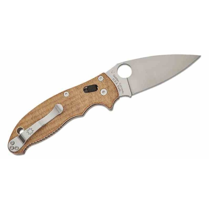Couteau Spyderco Manix 2 Brown Lame Acier CRU-WEAR Manche Micarta Made USA SC101MPCW2 - Livraison Gratuite