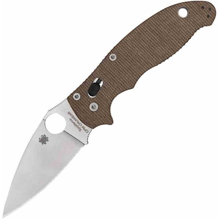 Couteau Spyderco Manix 2 Brown Lame Acier CRU-WEAR Manche Micarta Made USA SC101MPCW2 - Livraison Gratuite