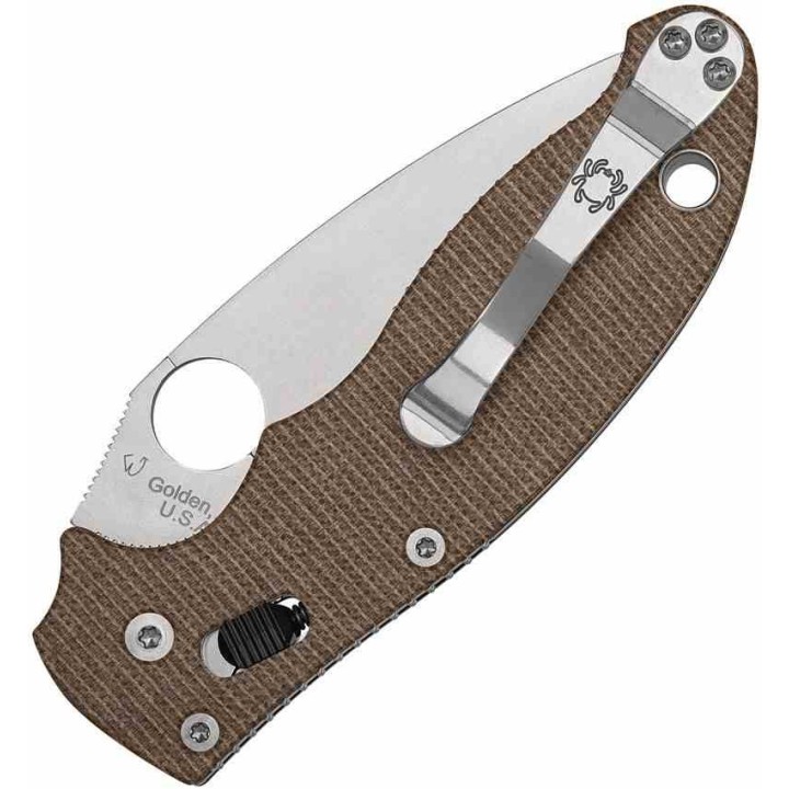 Couteau Spyderco Manix 2 Brown Lame Acier CRU-WEAR Manche Micarta Made USA SC101MPCW2 - Livraison Gratuite