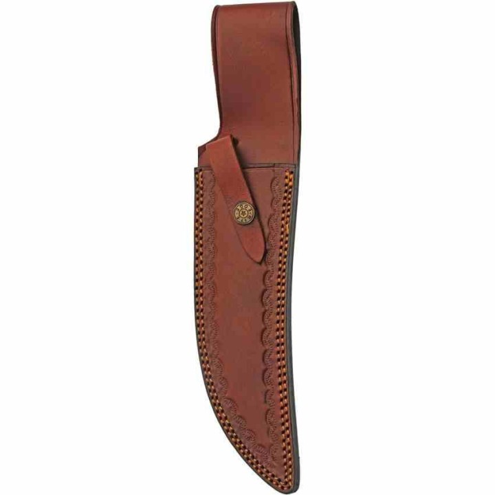 Couteau Bare Sycamore Hunter Lame Acier Damas 256 Couches Manche Bois Etui Cuir DM1346 - Livraison Gratuite