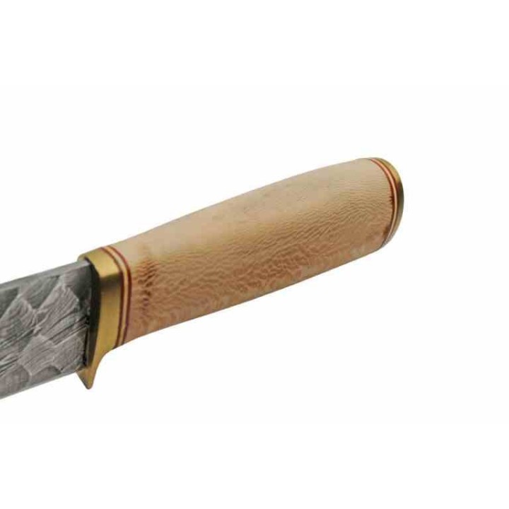 Couteau Bare Sycamore Hunter Lame Acier Damas 256 Couches Manche Bois Etui Cuir DM1346 - Livraison Gratuite