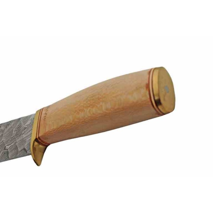 Couteau Bare Sycamore Hunter Lame Acier Damas 256 Couches Manche Bois Etui Cuir DM1346 - Livraison Gratuite