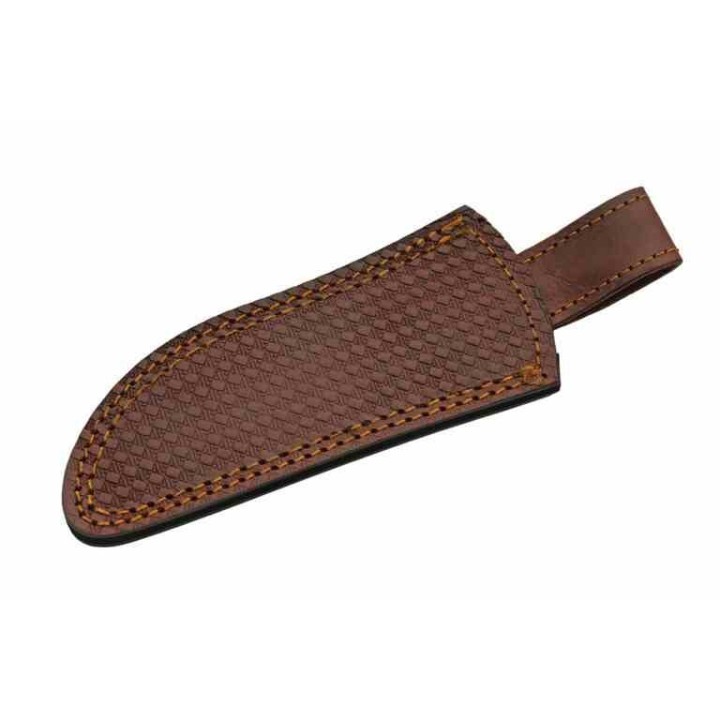 Couteau de Chasse Blue Lake Ripple Lame Acier Damas Manche Bois/Résine Etui Cuir DM1302BL - Livraison Gratuite