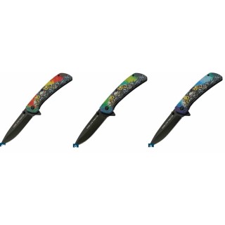 Lot de 3 Couteaux Rite Edge Reaper Skull A/O Manche Motif Crâne Lame Acier Inox Liner Lock CN300589XX - Livraison Gratuite