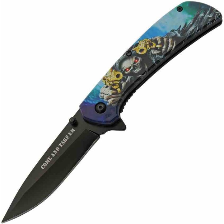Lot de 3 Couteaux Rite Edge Reaper Skull A/O Manche Motif Crâne Lame Acier Inox Liner Lock CN300589XX - Livraison Gratuite