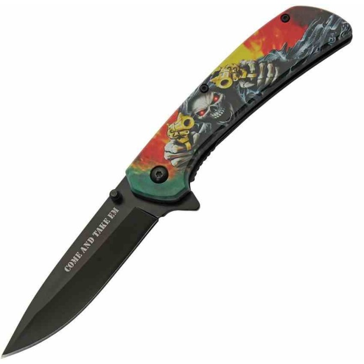 Lot de 3 Couteaux Rite Edge Reaper Skull A/O Manche Motif Crâne Lame Acier Inox Liner Lock CN300589XX - Livraison Gratuite