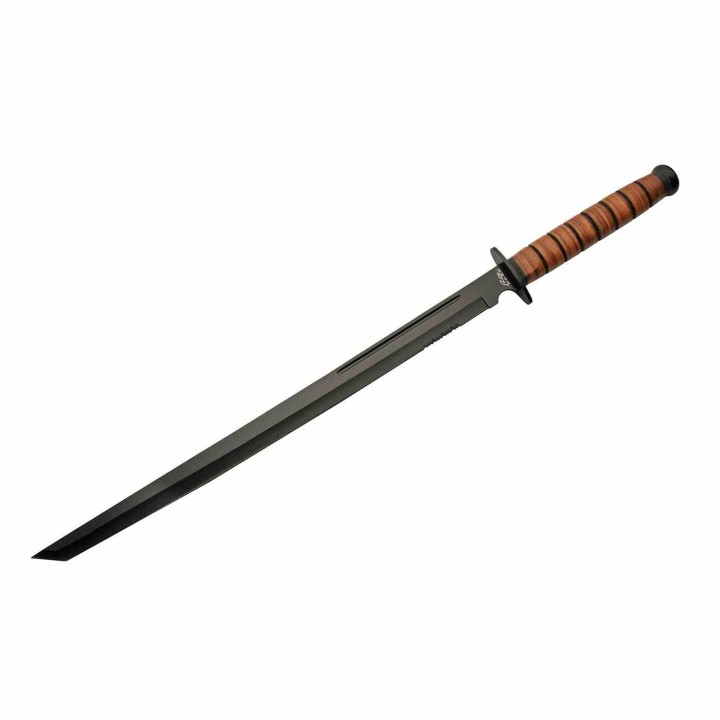 Katana Épée de Combat Tactique Lame Tanto Acier Inoxydable Manche Cuir Etui Nylon PA926969 - Livraison Gratuite