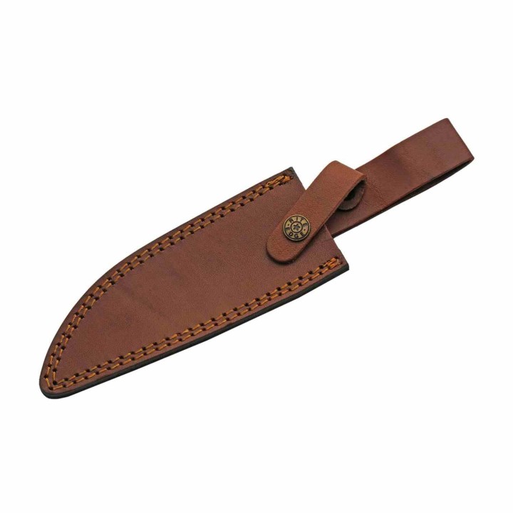 Couteau de Chasse Bowie Lame Acier Inox Manche Cuir Étui Cuir PA203469 - Livraison Gratuite