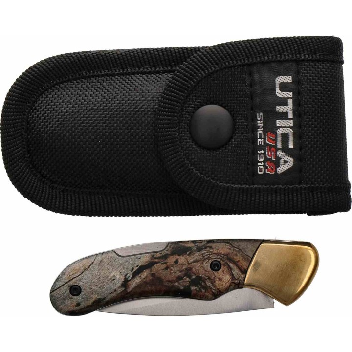 Couteau Utica Original II Lame Acier 8Cr13MoV Manche Alu Camo Lockback Étui Nylon UTK911416CP - Livraison Gratuite