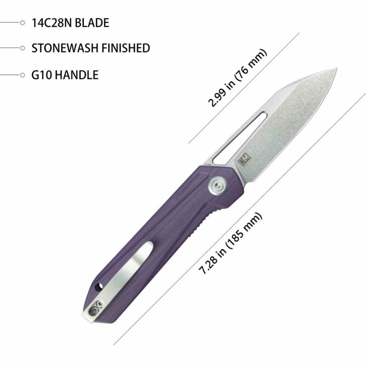 Couteau Kubey Royal Purple Manche G10 Lame Acier D2 IKBS Linerlock Clip KUB321U - Livraison Gratuite
