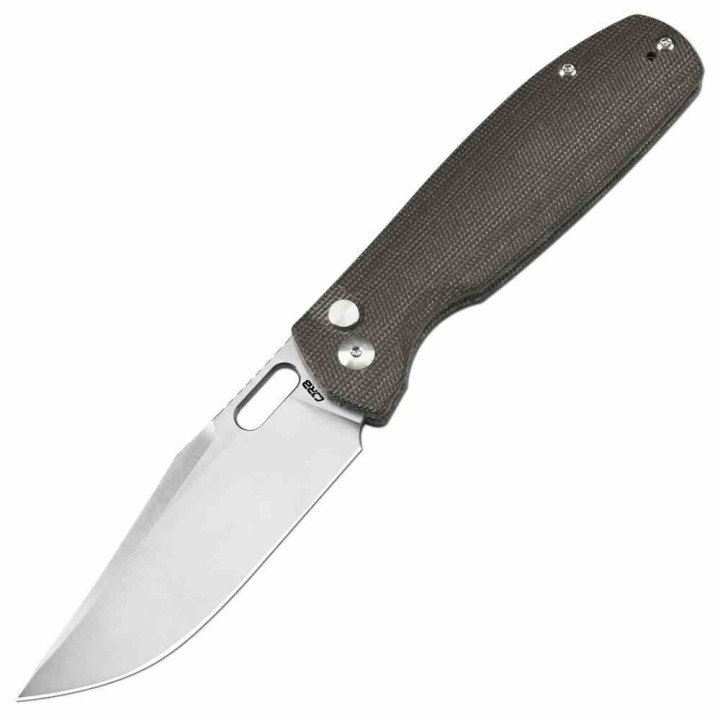 Couteau Pliant CJRB Prado OD Lame Acier AR-SFII Manche Micarta IKBS Button Lock Clip J1936BODG - Livraison Gratuite