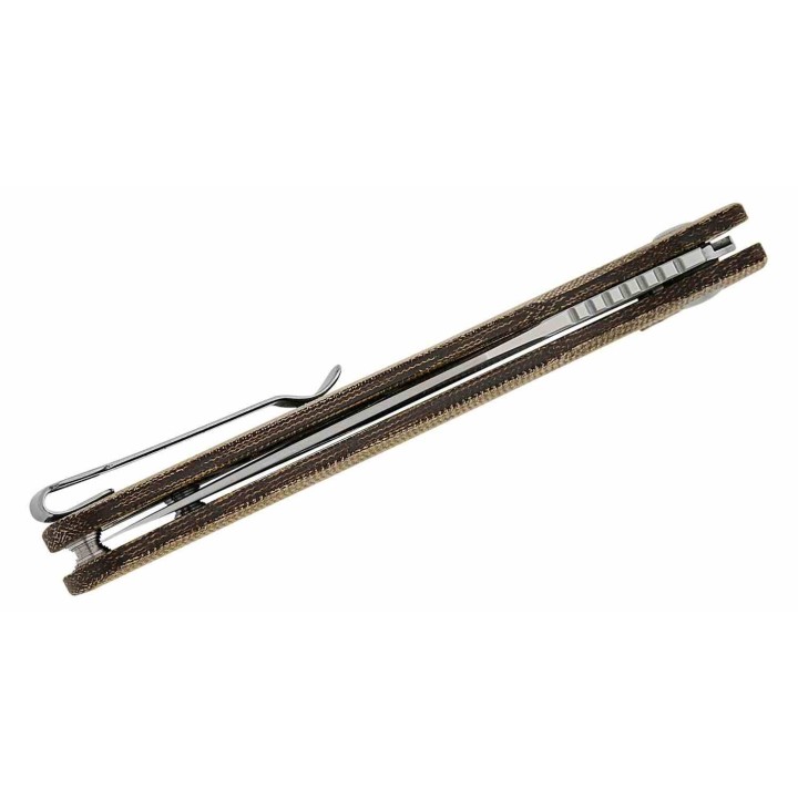 Couteau Pliant CJRB Prado OD Lame Acier AR-SFII Manche Micarta IKBS Button Lock Clip J1936BODG - Livraison Gratuite
