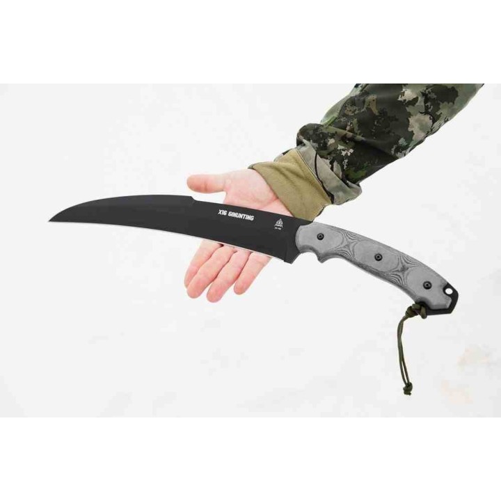 Couteau TOPS X16 Ginunting Lame Hawkbill Acier 1095 Manche Micarta Noir Etui Kydex Made USA TPX16G01 - Livraison Gratuite