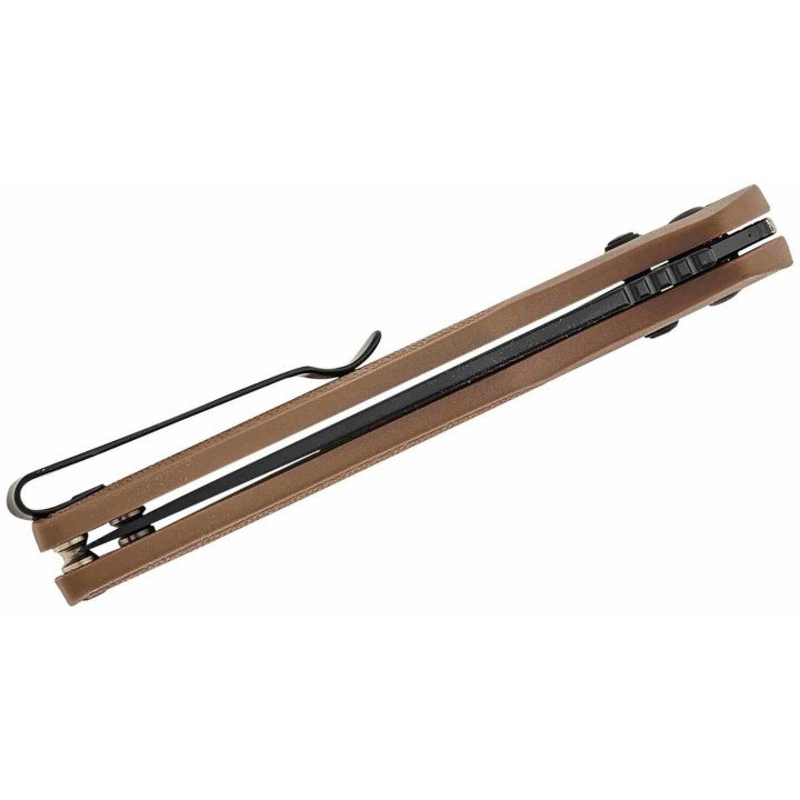 Couteau CJRB Acacia Brown Lame Acier AR-RPM9 Black Manche FRN Crossbar Lock IKBS Clip J1952BBN - Livraison Gratuite