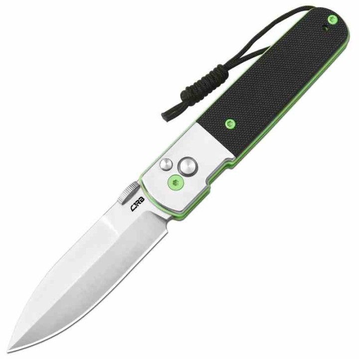 Couteau Pliant CJRB Locust Black/Green Lame Spear Point AR-RPM9 G10 Button Lock IKBS J1951SBK - Livraison Gratuite