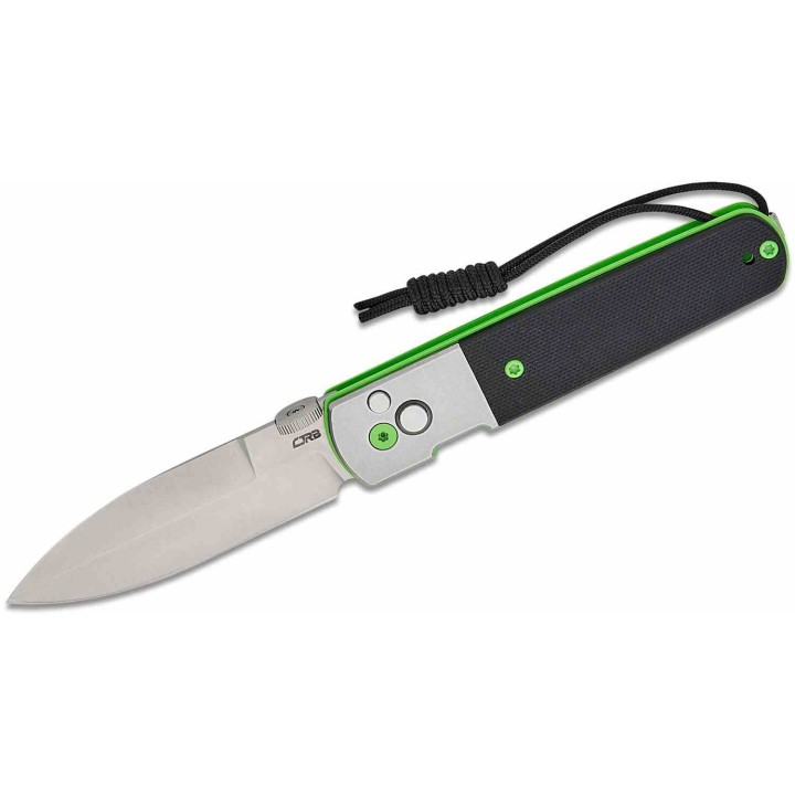 Couteau Pliant CJRB Locust Black/Green Lame Spear Point AR-RPM9 G10 Button Lock IKBS J1951SBK - Livraison Gratuite