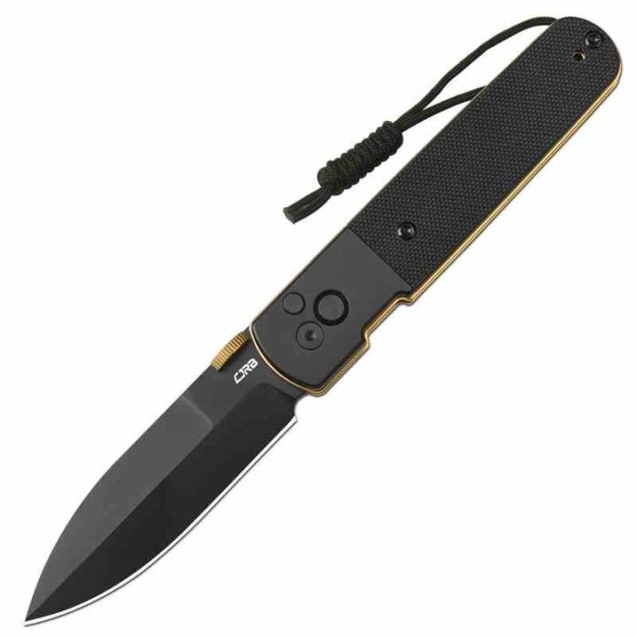 Couteau Pliant CJRB Locust Black/Gold Lame Spear Point AR-RPM9 G10 Button Lock IKBS J1951BG - Livraison Gratuite