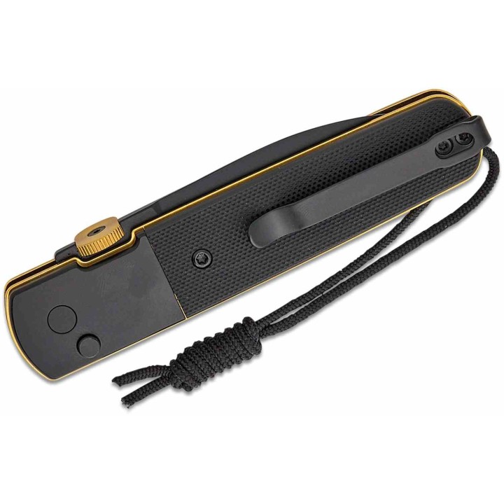 Couteau Pliant CJRB Locust Black/Gold Lame Spear Point AR-RPM9 G10 Button Lock IKBS J1951BG - Livraison Gratuite
