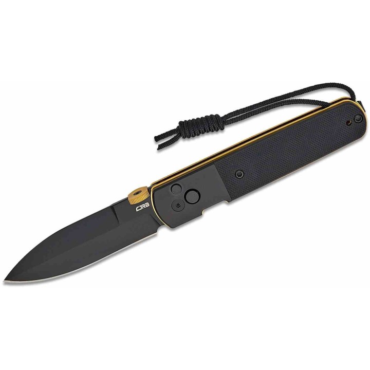Couteau Pliant CJRB Locust Black/Gold Lame Spear Point AR-RPM9 G10 Button Lock IKBS J1951BG - Livraison Gratuite