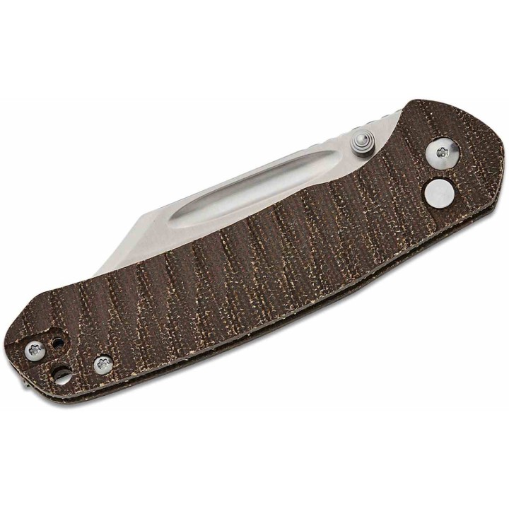 Couteau CJRB Pyrite Bowie Green Lame Acier AR-SFII Manche Micarta Button Lock IKBS Clip J1942ODG - Livraison Gratuite
