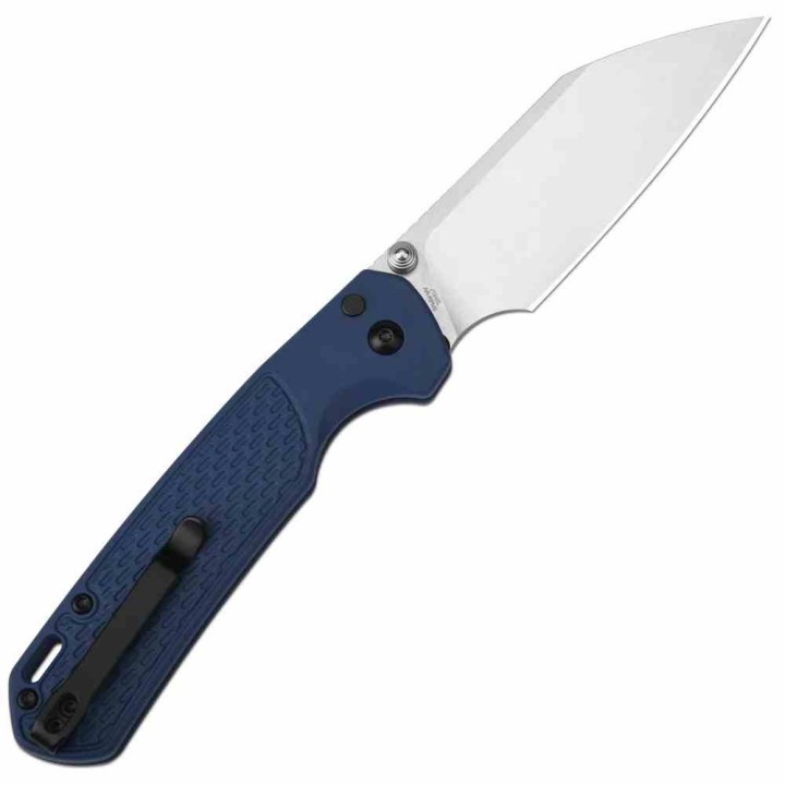 Couteau CJRB Large Pyrite Light Blue Lame Wharncliffe Acier AR-RPM9 Manche FRN Button Lock IKBS J1945LBU - Livraison Gratuite