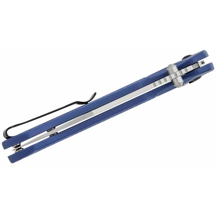 Couteau CJRB Large Pyrite Light Blue Lame Wharncliffe Acier AR-RPM9 Manche FRN Button Lock IKBS J1945LBU - Livraison Gratuite