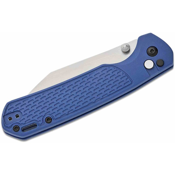 Couteau CJRB Large Pyrite Light Blue Lame Wharncliffe Acier AR-RPM9 Manche FRN Button Lock IKBS J1945LBU - Livraison Gratuite