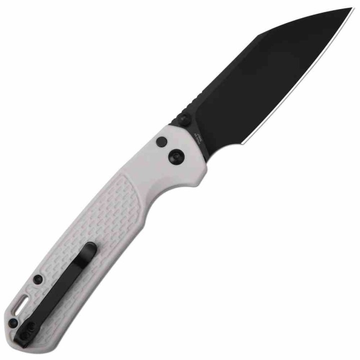 Couteau CJRB Large Pyrite Light Gray Lame Wharncliffe Acier AR-RPM9 Manche FRN Button Lock IKBS J1945LBGY - Livraison Gratuite