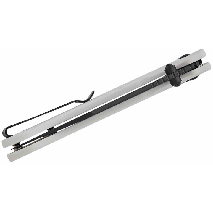 Couteau CJRB Large Pyrite Light Gray Lame Wharncliffe Acier AR-RPM9 Manche FRN Button Lock IKBS J1945LBGY - Livraison Gratuite