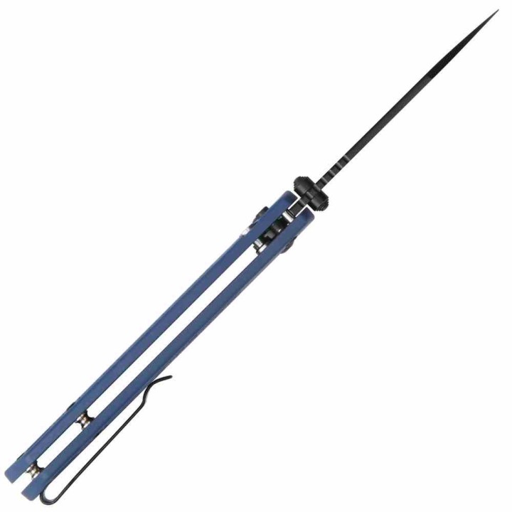 Couteau CJRB Large Pyrite Light Blue Lame Wharncliffe Acier AR-RPM9 Manche FRN Button Lock IKBS J1945LBBU - Livraison Gratuite