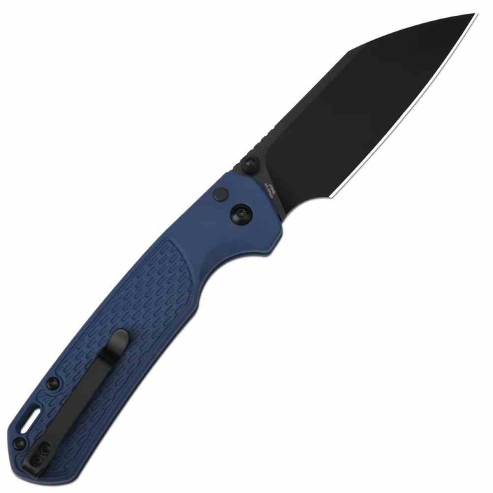 Couteau CJRB Large Pyrite Light Blue Lame Wharncliffe Acier AR-RPM9 Manche FRN Button Lock IKBS J1945LBBU - Livraison Gratuite