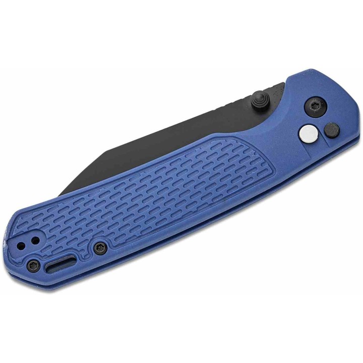 Couteau CJRB Large Pyrite Light Blue Lame Wharncliffe Acier AR-RPM9 Manche FRN Button Lock IKBS J1945LBBU - Livraison Gratuite