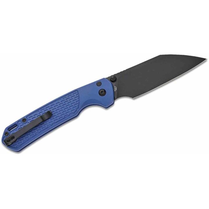 Couteau CJRB Large Pyrite Light Blue Lame Wharncliffe Acier AR-RPM9 Manche FRN Button Lock IKBS J1945LBBU - Livraison Gratuite