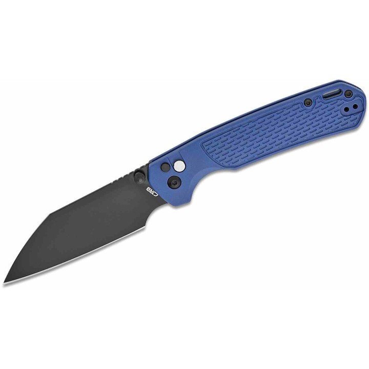 Couteau CJRB Large Pyrite Light Blue Lame Wharncliffe Acier AR-RPM9 Manche FRN Button Lock IKBS J1945LBBU - Livraison Gratuite