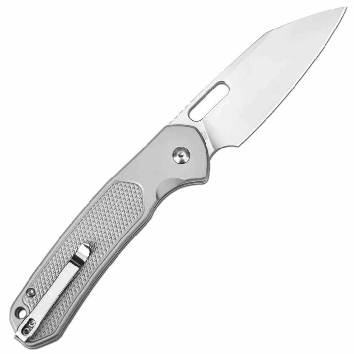 Couteau CJRB Large Pyrite-Alt Steel Lame Acier AR-SFII Manche Acier Button Lock IKBS J1925ALST - Livraison Gratuite