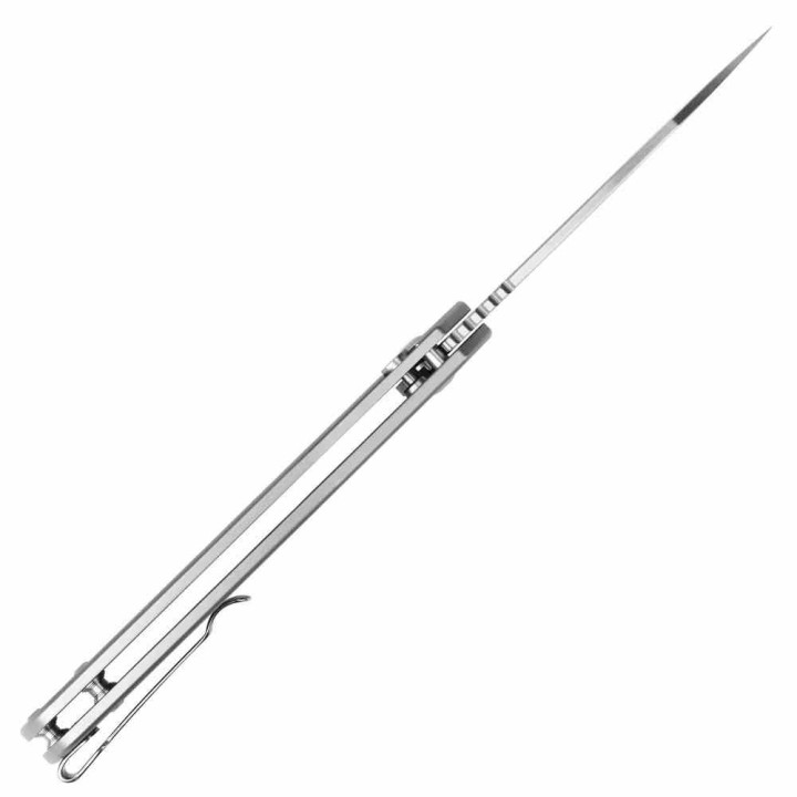 Couteau CJRB Large Pyrite-Alt Steel Lame Acier AR-SFII Manche Acier Button Lock IKBS J1925ALST - Livraison Gratuite