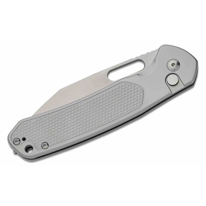 Couteau CJRB Large Pyrite-Alt Steel Lame Acier AR-SFII Manche Acier Button Lock IKBS J1925ALST - Livraison Gratuite
